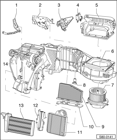 Hier ist Nr.4 der Motor für die Umluftklappe